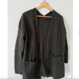 Dark Green Ribbed Knit Cardigan (size medium)